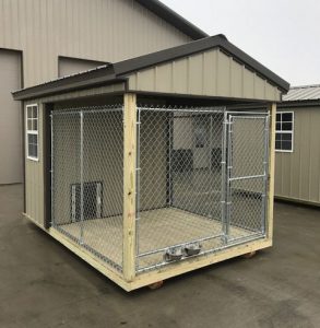 Front of dog kennel
