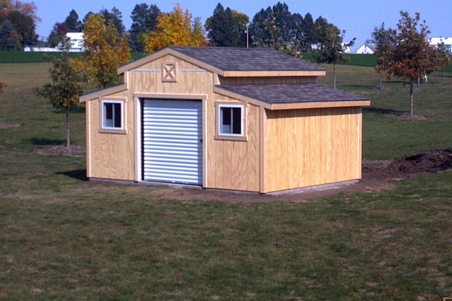 Storage shed with white door